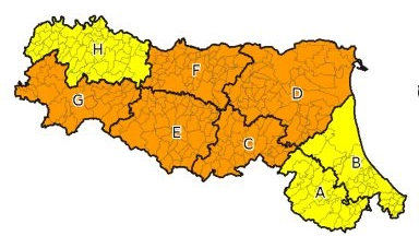 Allerta meteo gialla e arancione in Emilia Romagna