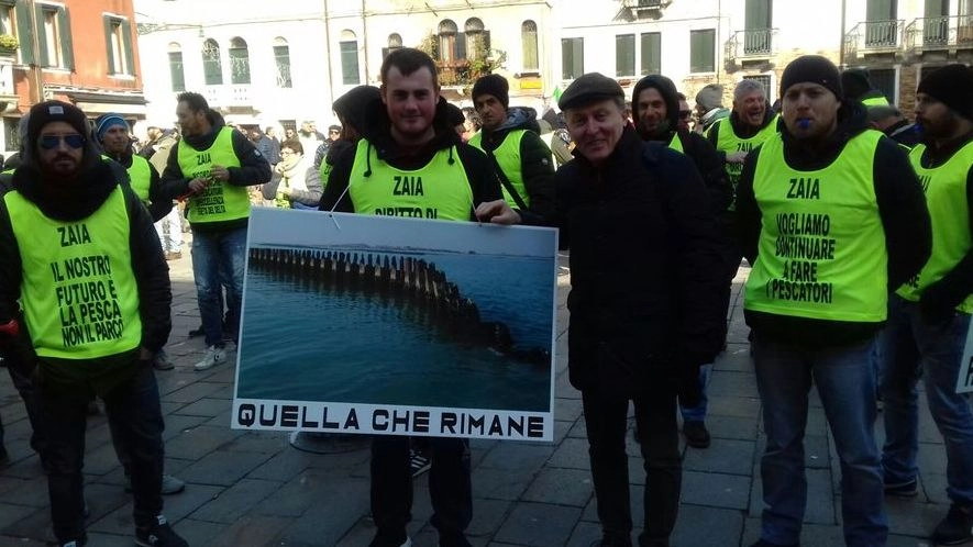 La protesta dei pescatori a Venezia