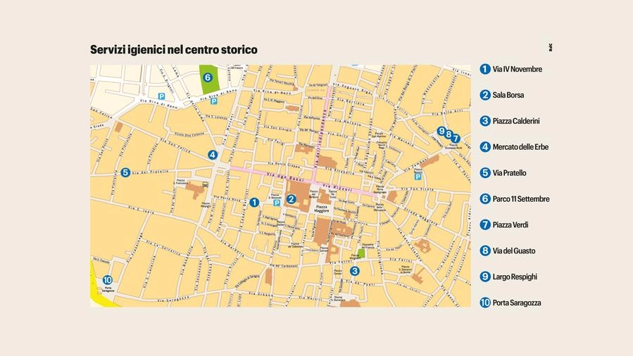 La mappa dei bagni pubblici di Bologna