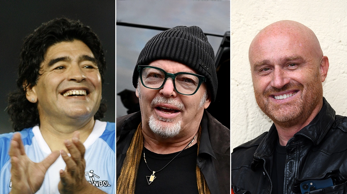 Da sinistra a destra, Maradona, Vasco Rossi e Rudy Zerbi: i casi dei figli non riconosciuti subito dai padri