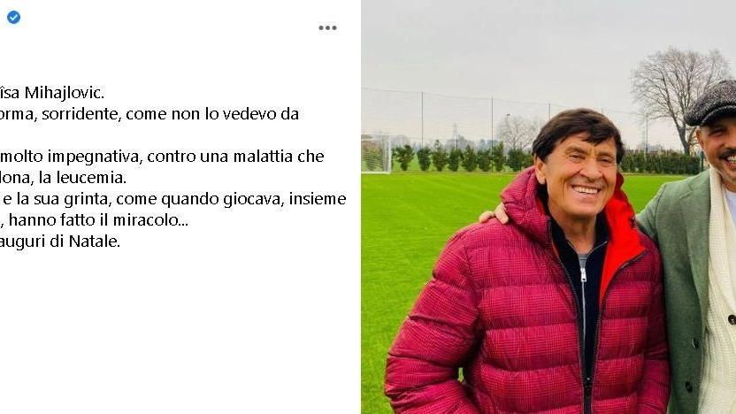 Gianni Morandi e Sinisa Mihajlovic nella foto postata su Facebook