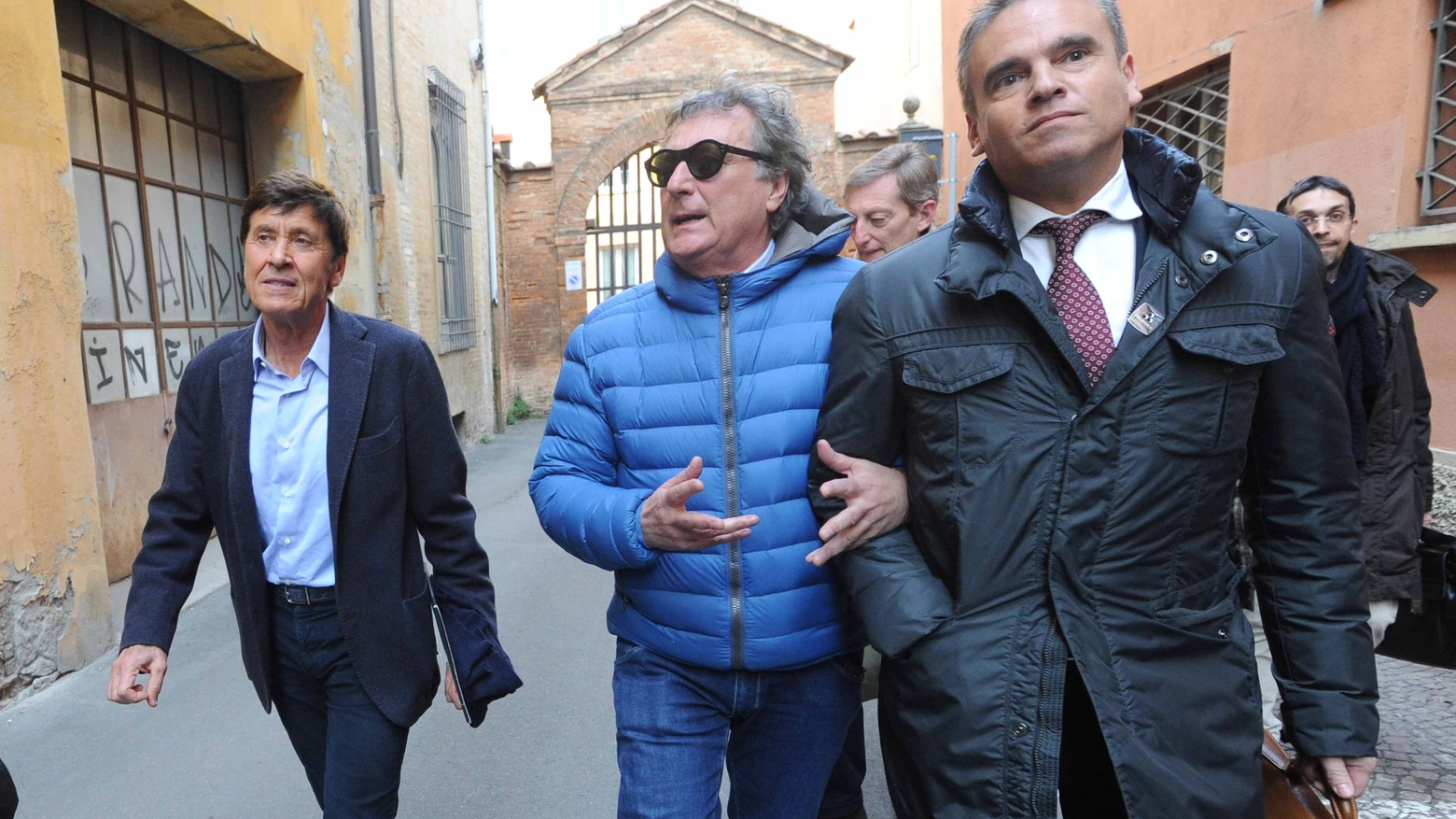Morandi e Iacchetti all'uscita del tribunale (foto Schicchi)