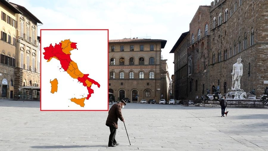 Firenze in zona rossa e la cartina attuale dell'Italia