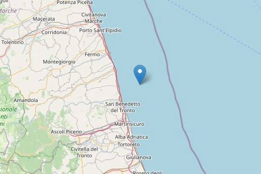 Terremoto di 4.1 del 9 giugno: epicentro in mare (Openstreetview)
