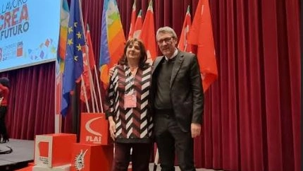 Tiziana Basso e Maurizio Landini segretaria del Veneto e segretario nazionale Cgil