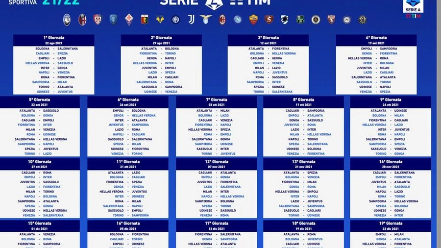 Il calendario della Serie A 2021-2022