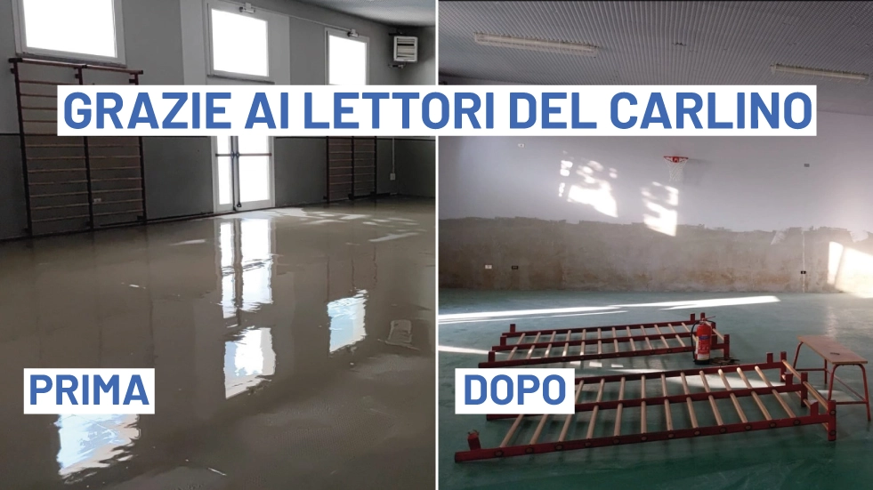 La scuola elementare Garibaldi di Lugo, durante l'alluvione e dopo i lavori