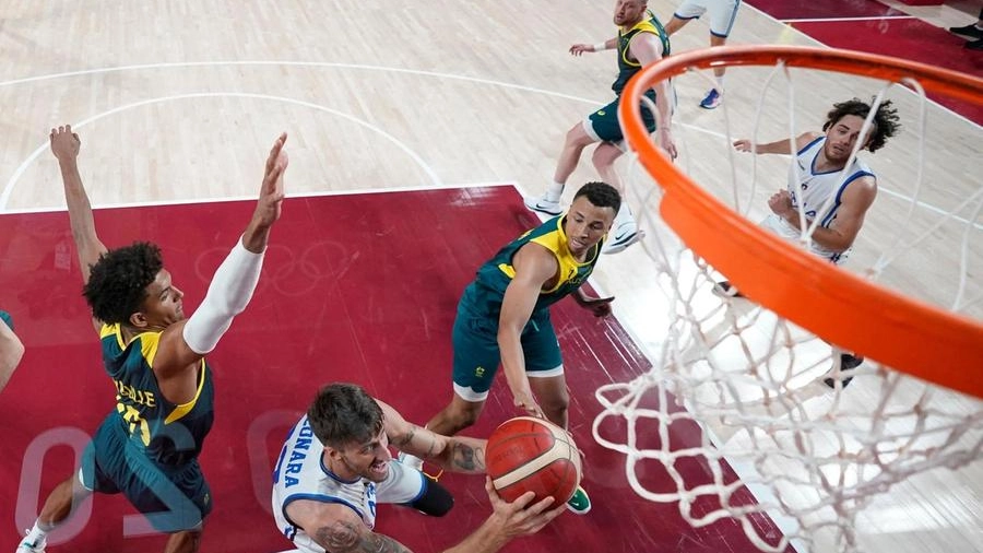 Basket, il match dell'Italia contro l'Australia (Ansa)