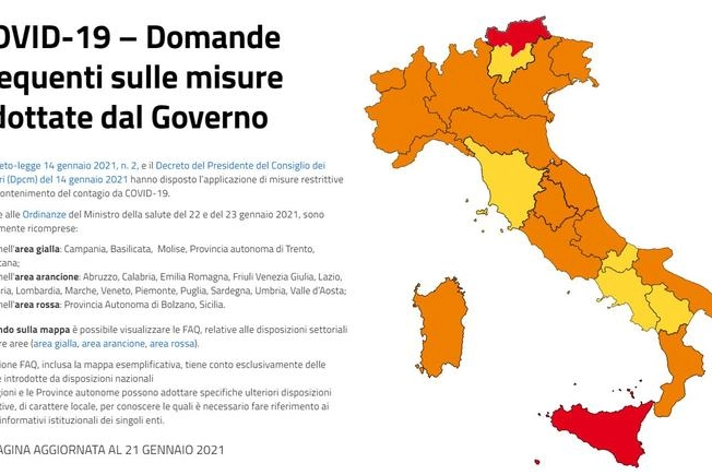 Coronavirus, la mappa Italia prima dell'1 febbraio