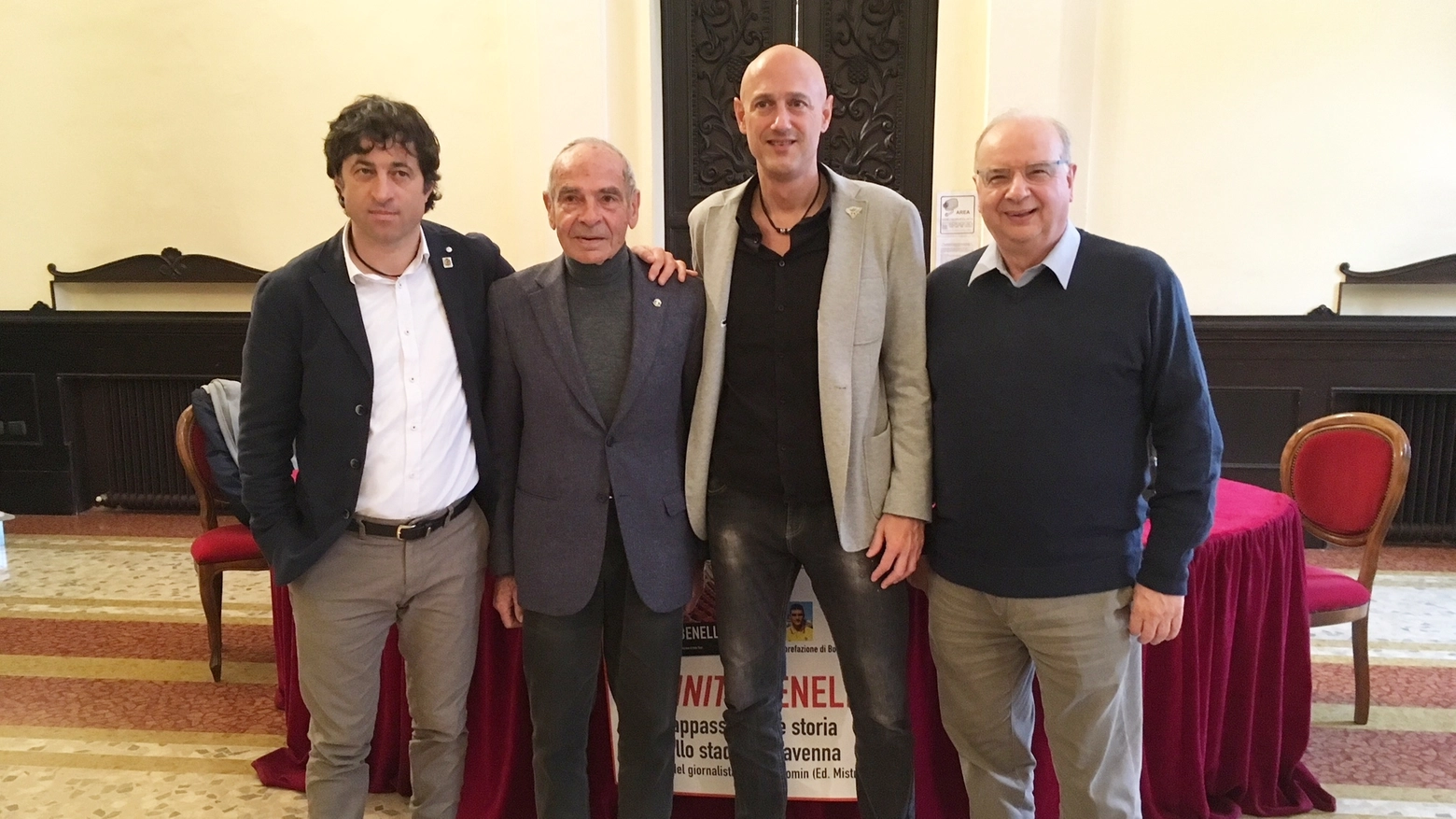 Da sinistra l'assessore Fagnani, Giorgio Bartolini, Roberto Romin e Umberto Suprani