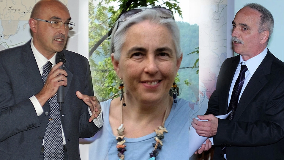 Da  sinistra Livio Migliori, presidente dello ‘Scoltenna’  e  i relatori Federica Badiali e Paolo Bernardoni