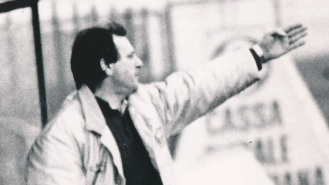 Eraldo Mancin sulla panchina del Calcio Rovigo (Donzelli)