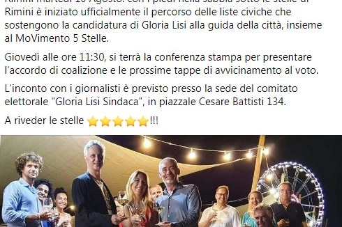 Il post con cui il senatore Marco Croatti ha annunciato l'accordo con Gloria Lisi