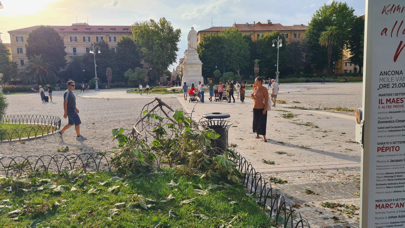 Alberi e rami caduti in piazza Cavour (foto Emma)