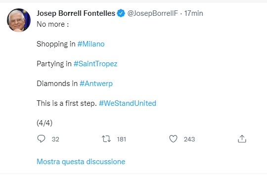 Il tweet di Borrell