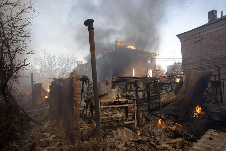 Edificio distrutto a Bakhmut, Donetsk, 4 dicembre 2022 (Afp)