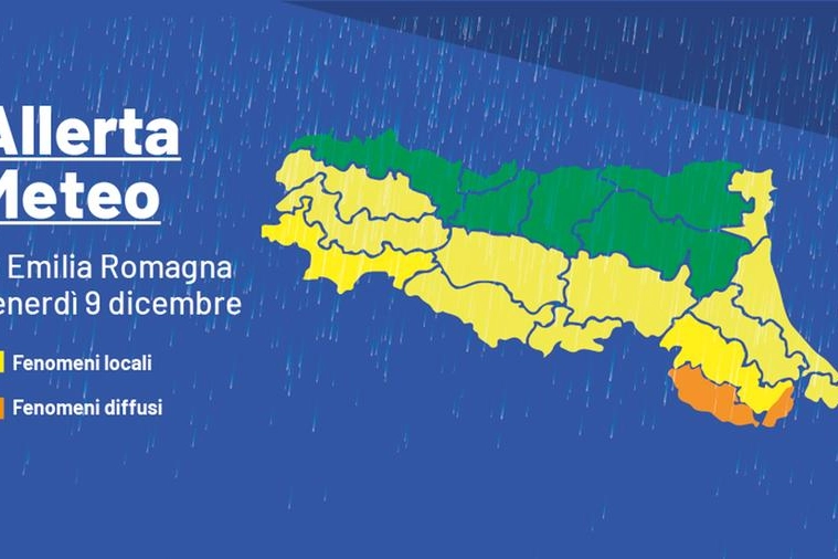 Allerta meteo in Emilia Romagna per venerdì 9 dicembre