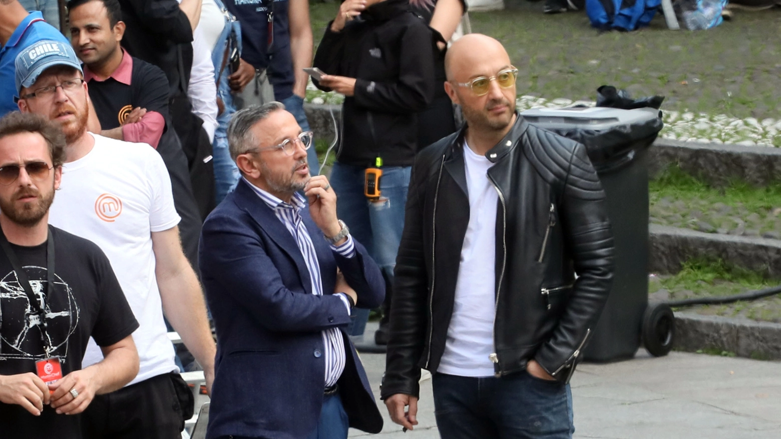 Barbieri e Bastianich durante le riprese (foto Schicchi)
