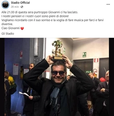 Bologna, è morto Giovanni Pezzoli, batterista degli Stadio: il post della band