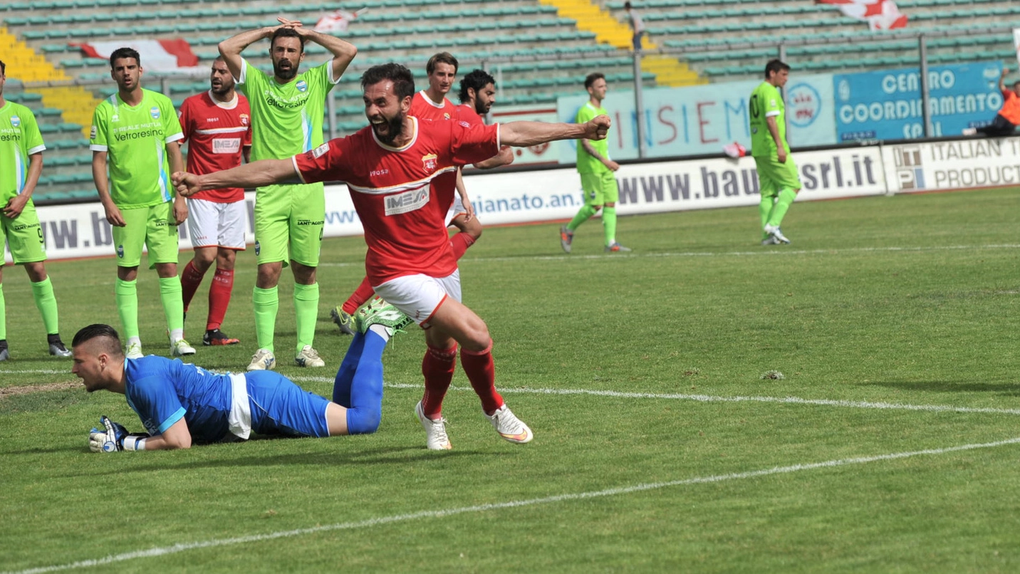 Il gol dell’Ancona (foto Emma)