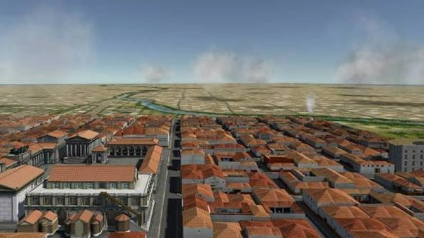 Una ricostruzione virtuale di Reggio Emilia al tempo dei romani