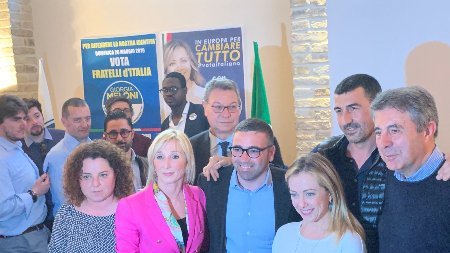 La leader di Fratelli d'Italia in città per sostenere il candidato sindaco del centrodestra Nicola Baiocchi