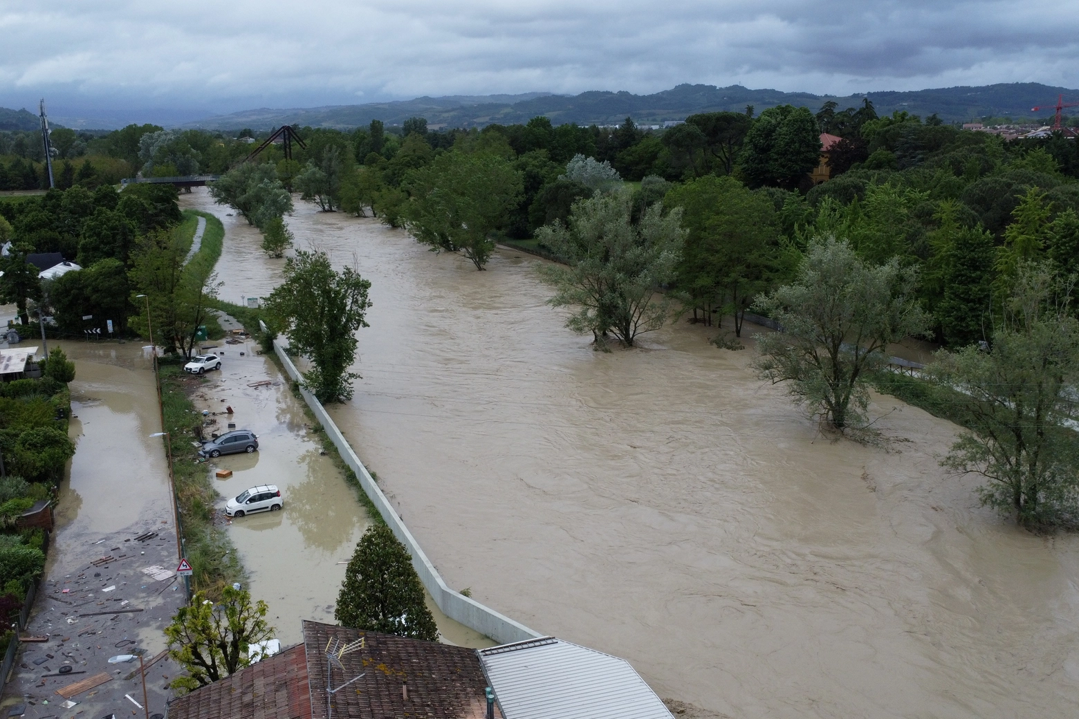 Cesena, fiume Savio esondato dal drone