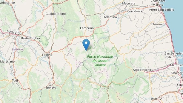 Terremoto nella provincia di Macerata (fonte Ingv OpenStreetMap)