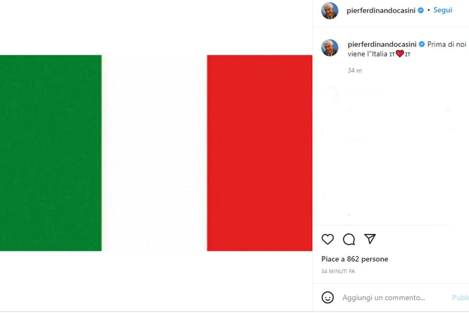 Il post di Casini di oggi: "Prima di noi viene l'Italia"