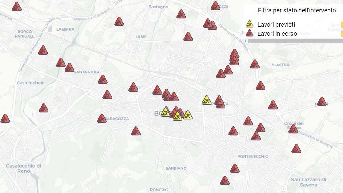 La mappa interattiva dei lavori a Bologna