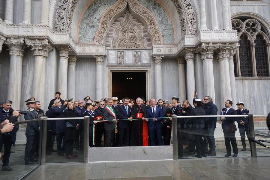 Inaugurazione barriere anti acqua alta per proteggere la basilica di San Marco 