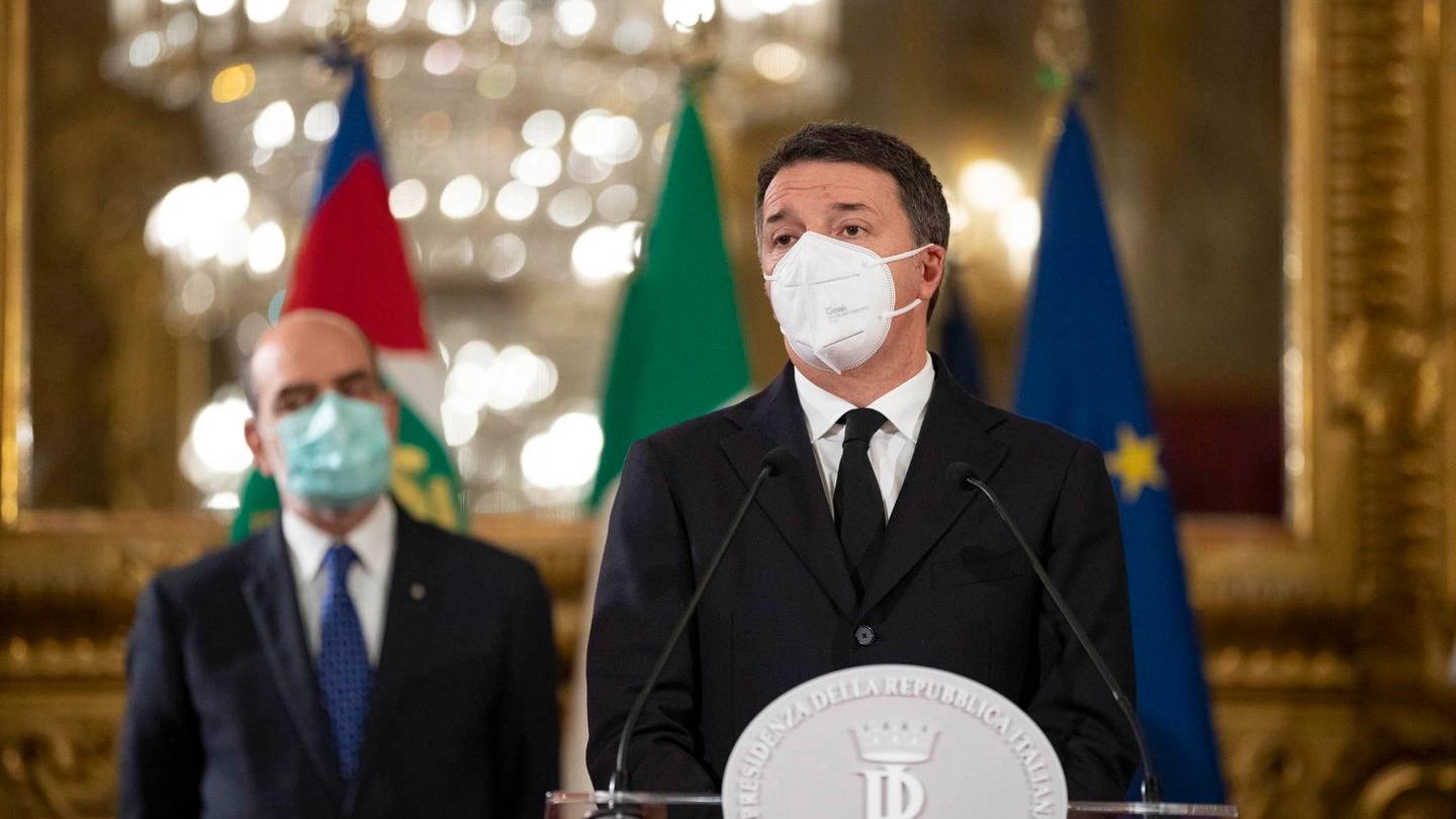 Matteo Renzi, leader di Italia Viva, durante le consultazioni (Ansa)