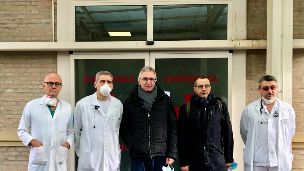 Ricci e Ceriscioli, questa mattina, in visita all'ospedale San Salvatore di Pesaro