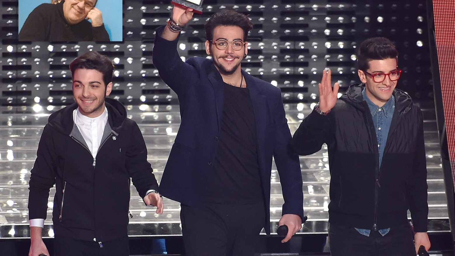 I vincitori di Sanremo, Il Volo. In piccolo Sergio Bertocchi, il maestro di canto del gruppo