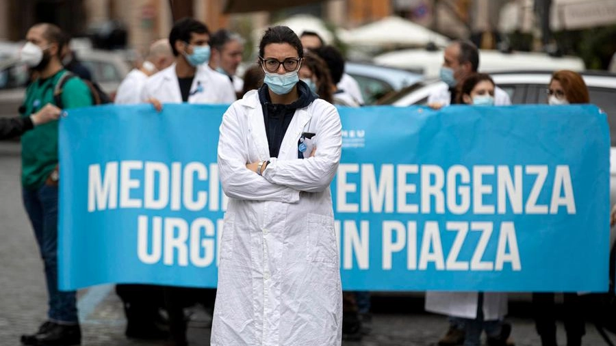 La protesta dei medici a Roma