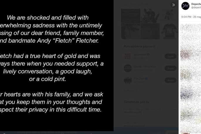 Il post dei Depeche Mode che annuncia la morte di Andy Fletcher (Twitter)