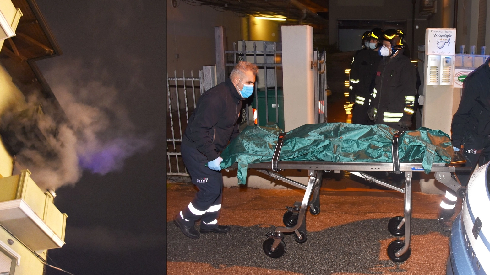 Rimini: la donna è morta soffocata nell'incendio (Foto Migliorini)