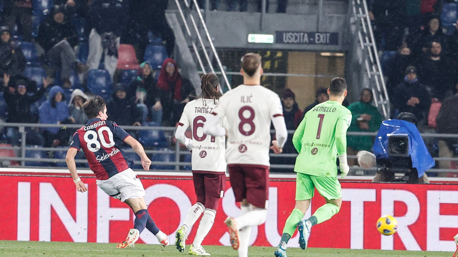Il gol di Fabbian al 56' di Bologna Torino (Ansa)