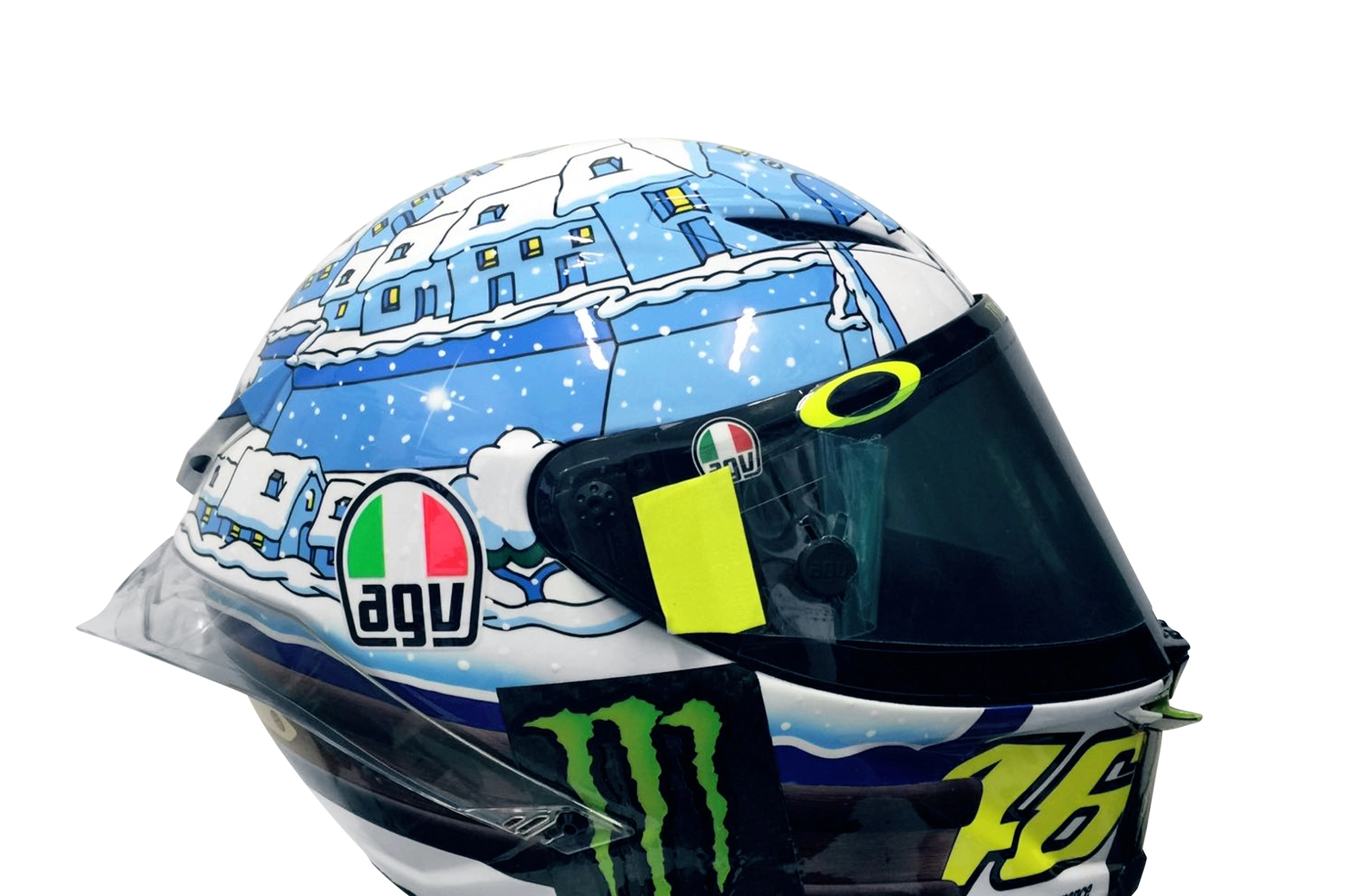 Il nuovo casco di Valentino Rossi 2017, dedicato a Tavullia innevata 