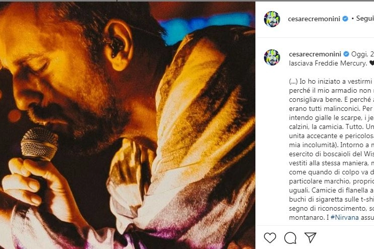 Il post di Cesare Cremonini su Instagram 