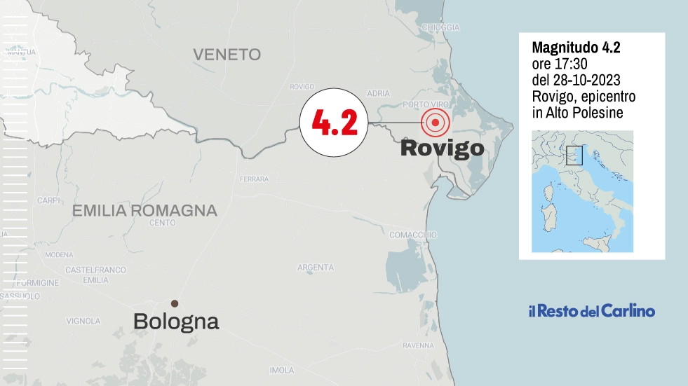 La scossa di terremoto del 28 ottobre 2023 con epicentro a Ceneselli, in provincia di Rovigo. Sentita distintamente anche in Emilia