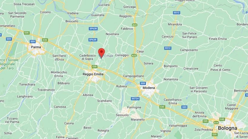Il terremoto di oggi in Emilia Romagna (Google maps)