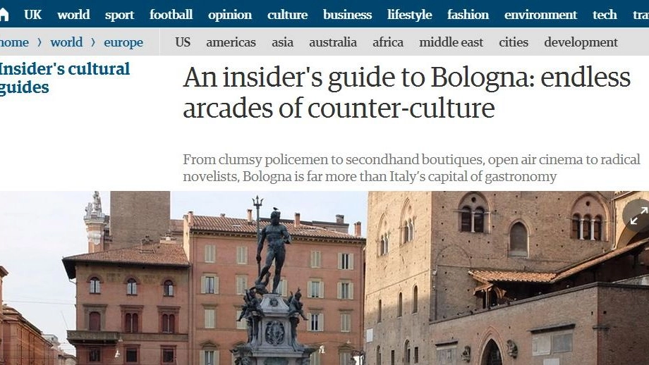 La pagina del Guardian con la guida a Bologna