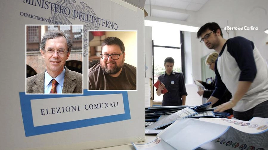 Elezioni comunali, nei riquadri: Alberto Zelger (a sinistra) e Mario Adinolfi (a destra)
