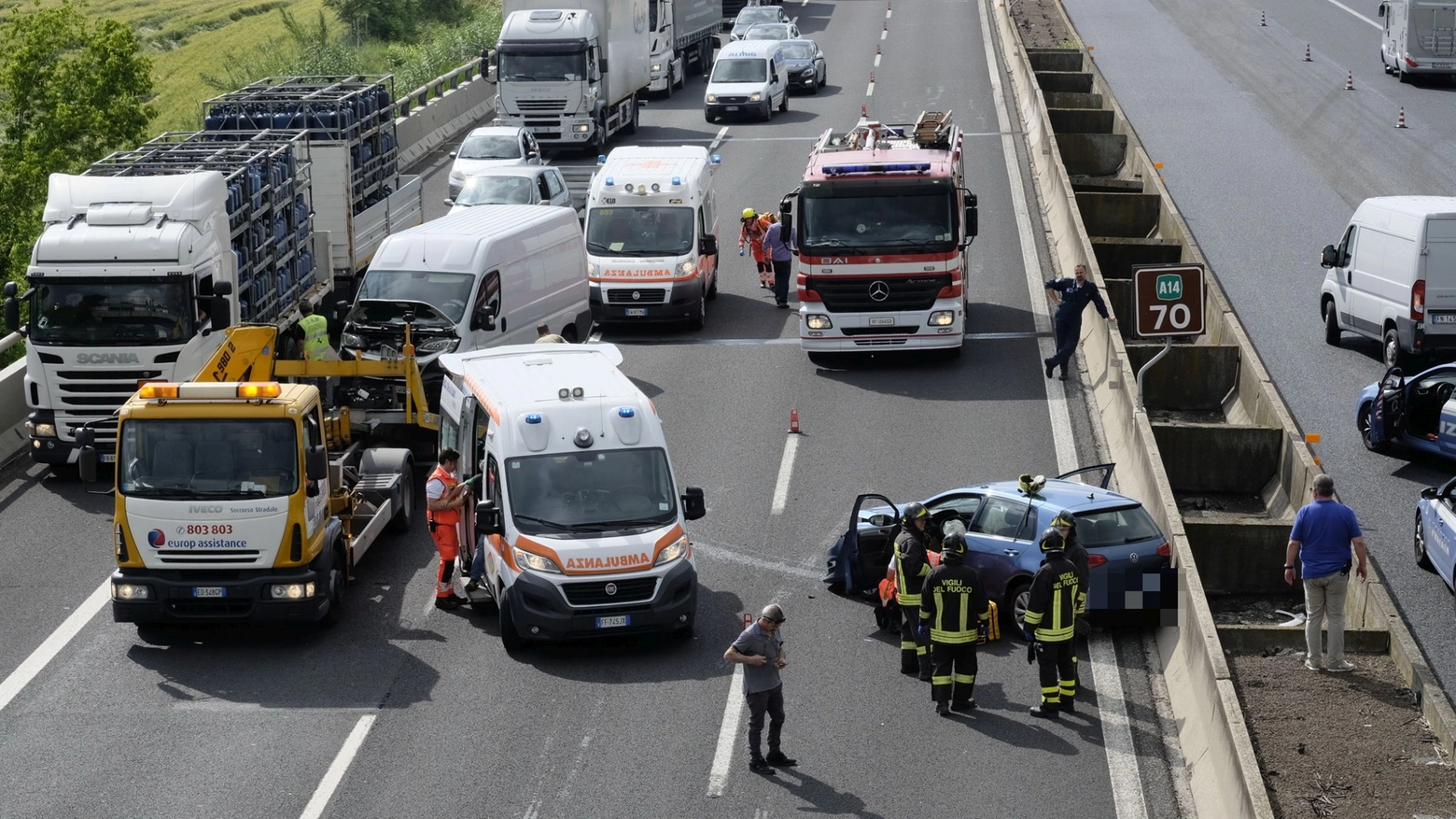 Il tragico incidente in A14 (Foto Frasca)