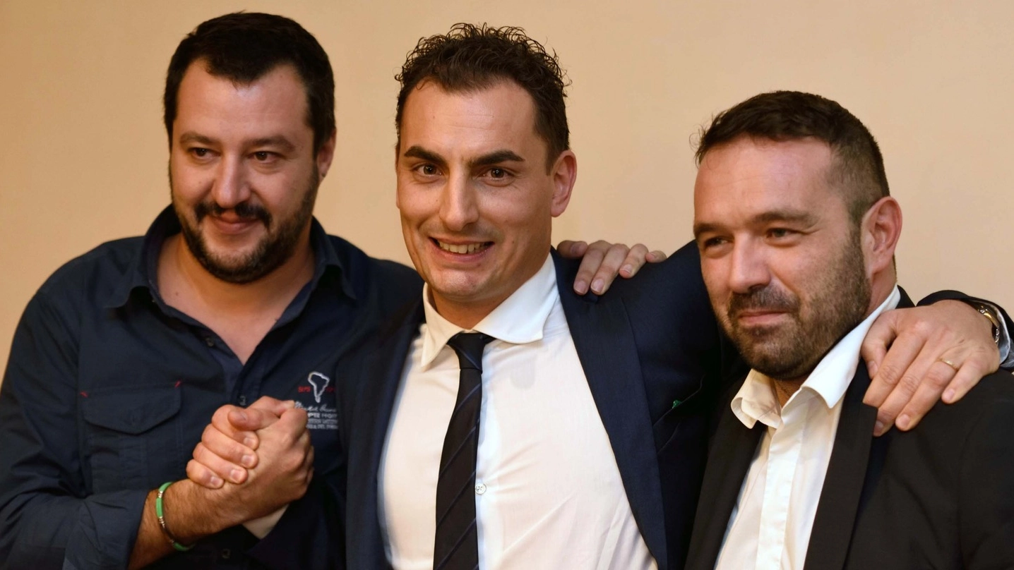 Da sinistra: Matteo Salvini, Jacopo Morrone e Gianluca Pini (foto Fantini)