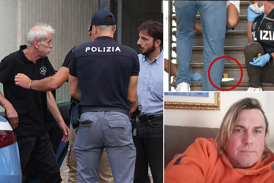 Mario Antonio Iadicicco (a sinstra) il coltello usato per l'omicidio e la vittima Cristian Battaglia (in basso a destra). Foto Zani