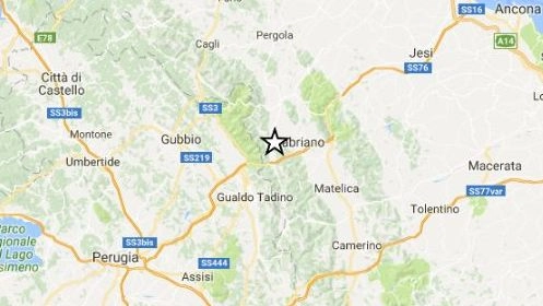 L’epicentro del terremoto dell’8 gennaio 2017 a Fabriano (foto dal sito Ingv)
