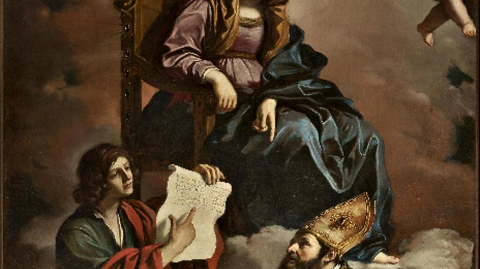 L'opera di Guercino  "Madonna coi santi Giovanni Evangelista e Gregorio Taumaturgo'
