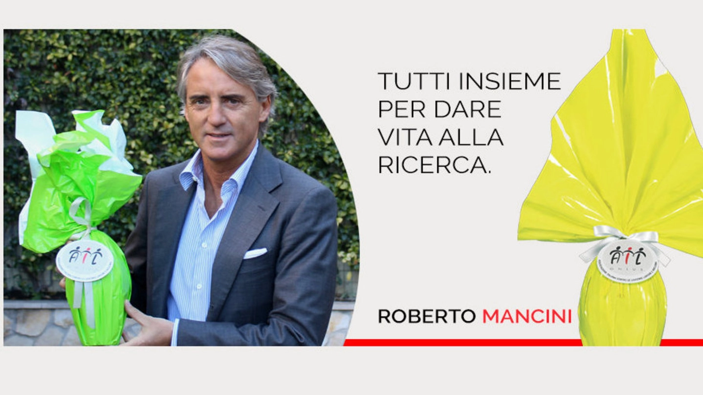 Una pubblicità dell’Ail con Roberto Mancini